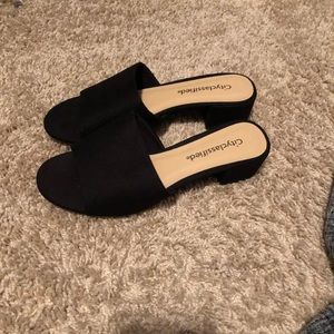 Black block heel shoes